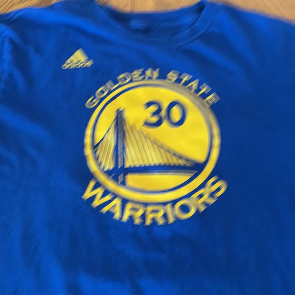Adidas Blue Golden State Tee with Yellow Logo - Picture 2 of 4
